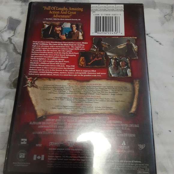 Pirates of the Caribbean The Curse of the Black Pearl DiscDVD, 2003, - Picture 2 of 16
